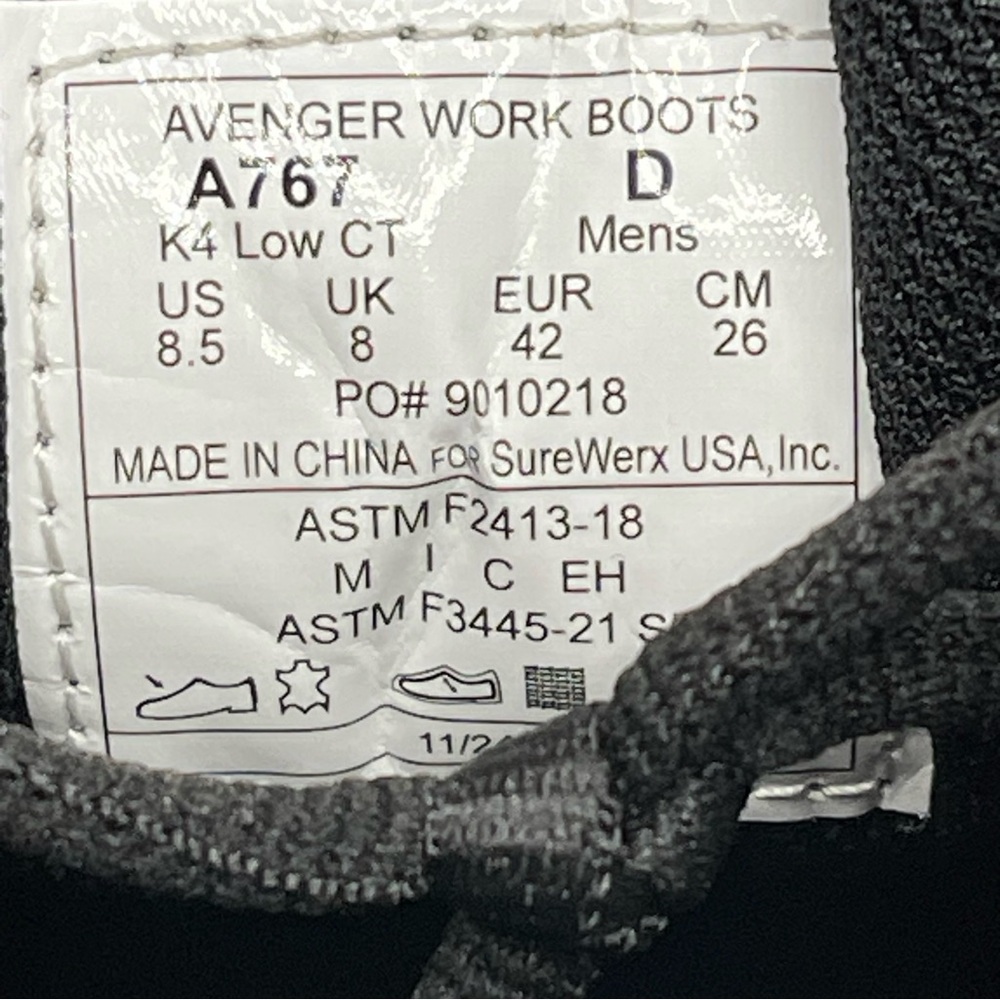 Avenger Men's Work Boots Aluminum Toe A250 K4 Low Top Men's size 8.5 - Picture 8 of 10